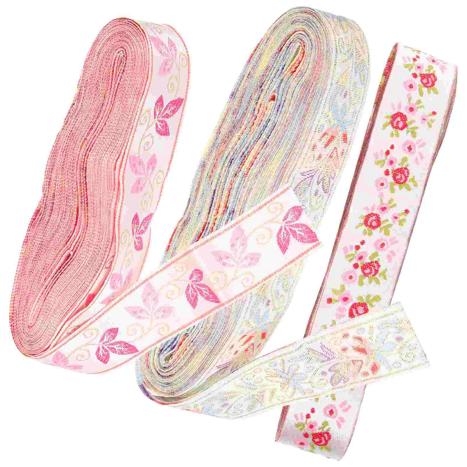

3 Rolls Retro Floral Ribbon Accessories Decorative Webbing (2672+2682+2688) 3pcs Christmas Sto Vintage