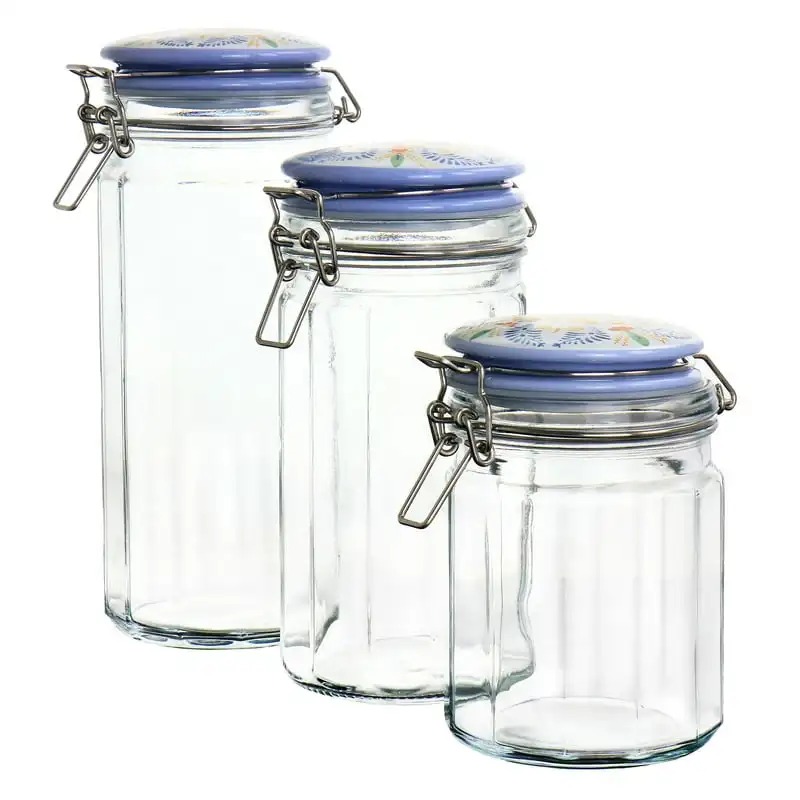 

Designs Tierra 3 Piece Glass Canister Set with Decorated Lids Cups Tumbler with straw Kawaii Water bottles Sublimations blanks S