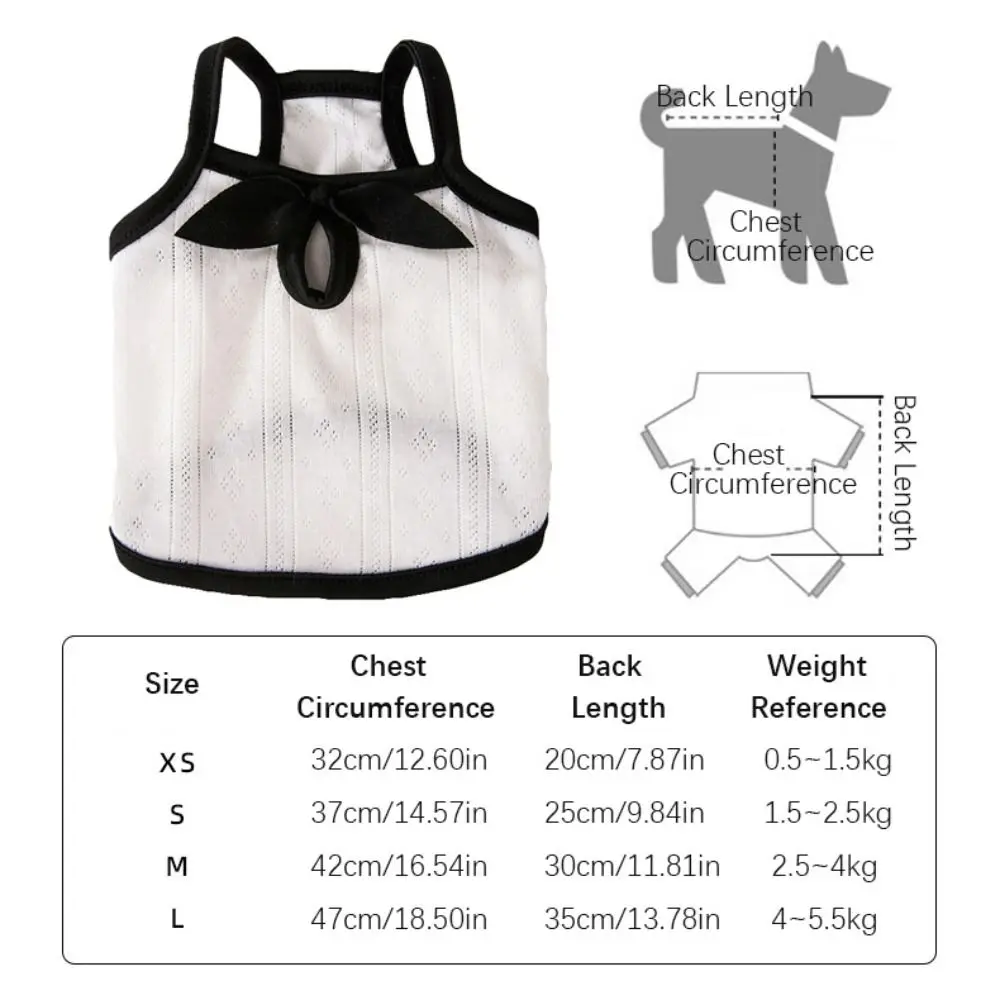 캐주얼 폴리에스터 나비넥타이 강아지 조끼 XSL 화이트 애완 고양이 슬링 티셔츠 편안하고 통기성 좋은 애완 동물 풀오버
