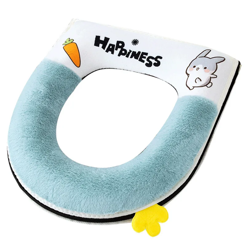 Cute toilet seat cushion warm thickened toilet cover wholesale household circle set bottom waterproof Autumn Winter soft WC mat 6