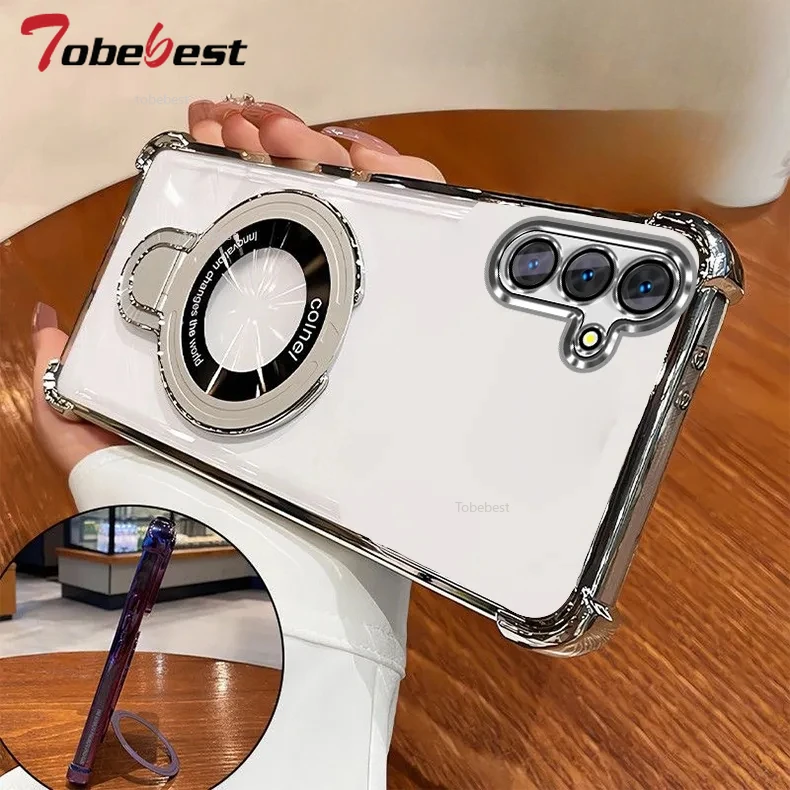 Shockproof Magnetic Bracket Magsafe Case with Plating Finish