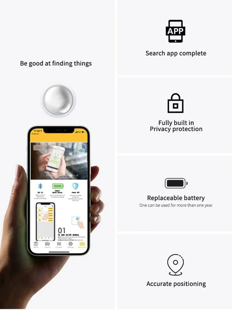 2025 Mini Smart Tag Finder  Tracker Bluetooth 4.0 Portable Mini Anti-lost Device Tracking Locator For iOS Android 5