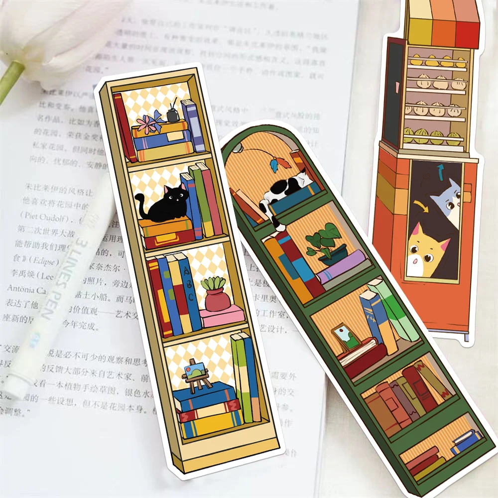 cat bookmarks cartoon cabinet decoration reading book marking student creative gift DIY paper card page marker bookmarks 30pcs