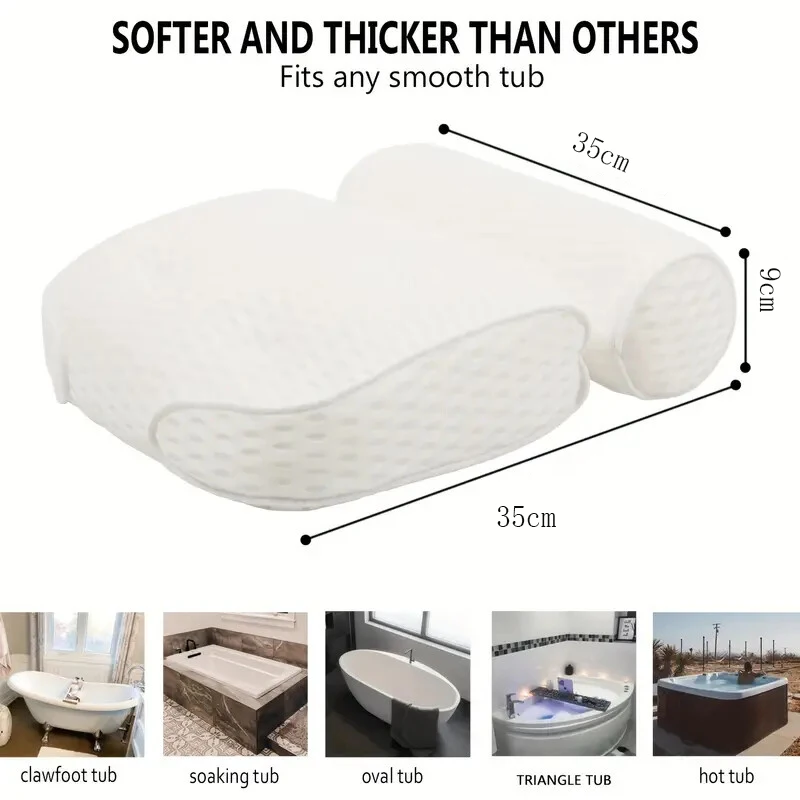 Luxury Ergonomic Spa Bath Pillow with Non-Slip Suction Cups 4