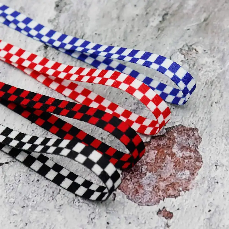 Coolstring Flat Type Heat Transfer Printed Lacet 8MM Pretty Checked Pattern Sublimation Tape Lovely Special Christmas Gifty Cord