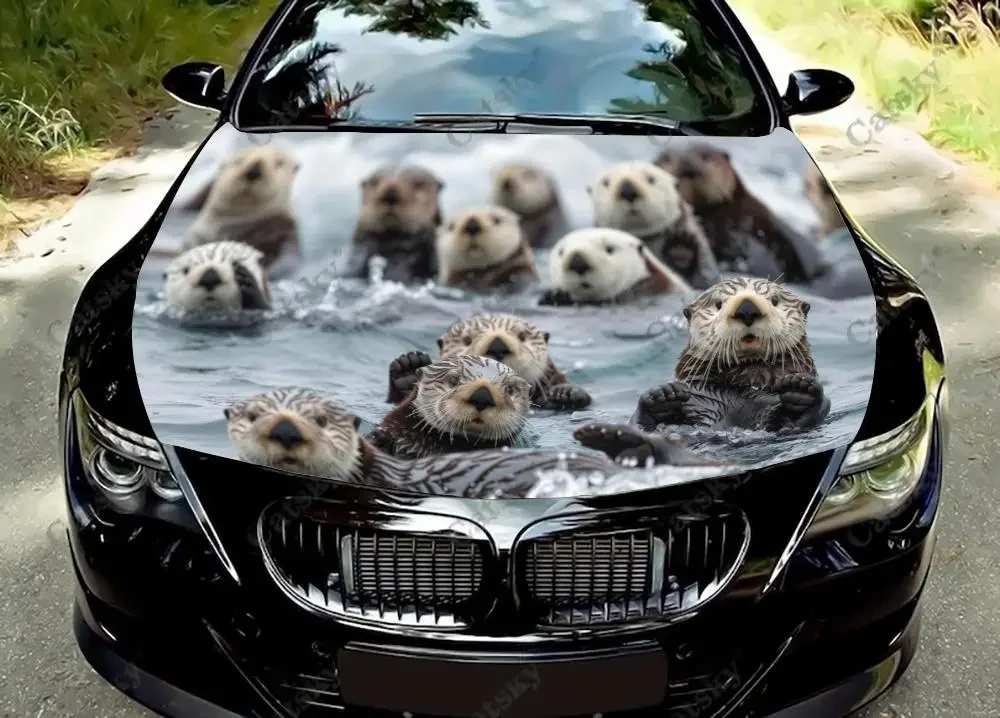 

Funny Otter Animal Car Hood Vinyl Stickers Wrap Vinyl Film Engine Cover Decals Sticker Car Hood Protective Film