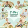 Robotime Robud 7 in 1 Triangle Set Foldable Wooden Climbing Toy Montessori Foldable Climbing Set with Rope Net for Girls Boys