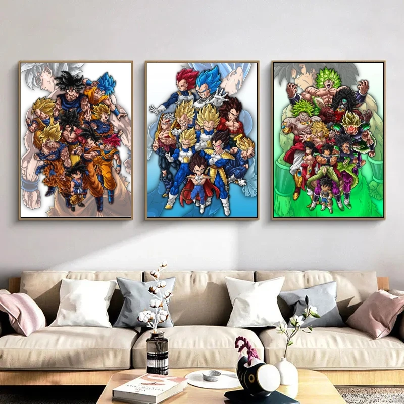 

Japanese Classic Anime Dragon Ball Gogeta Children Gifts Picture Modular Prints Comics Pictures Wall Art Living Room