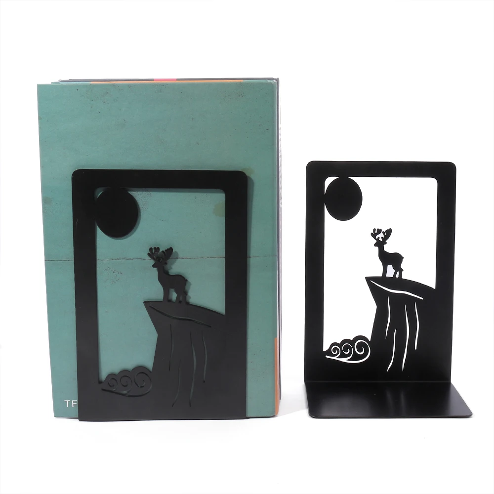 New Style Deer Book Ends Heavy Book Stand Book rack Hollow Iron Bookends Stand Shelf Writing Desk Home Desk Stationery 5