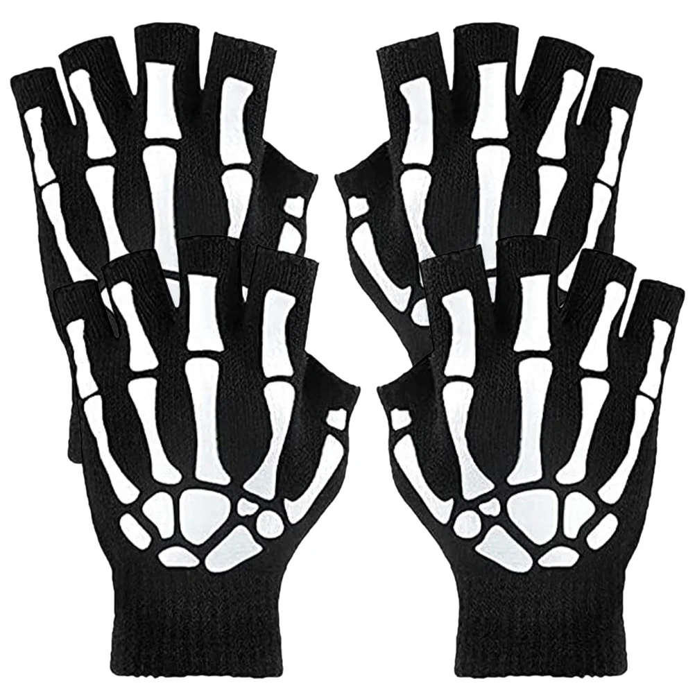 

2 Pairs Party Gloves Luminous Gloves Halloween Hand Gloves Winter Warm Gloves