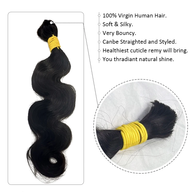 Boho Braids Human Hair Body Wave Bulk Human Hair Extensions for Women 100G/PC Human Hair Braiding Hair Natural Real Human Hair 4