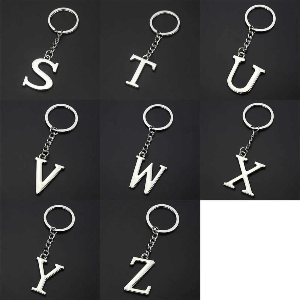 Metal Keychain A-Z Initial Key Ring 26 Capital Letter Key Chains For Women  Men Handbag Accessorie