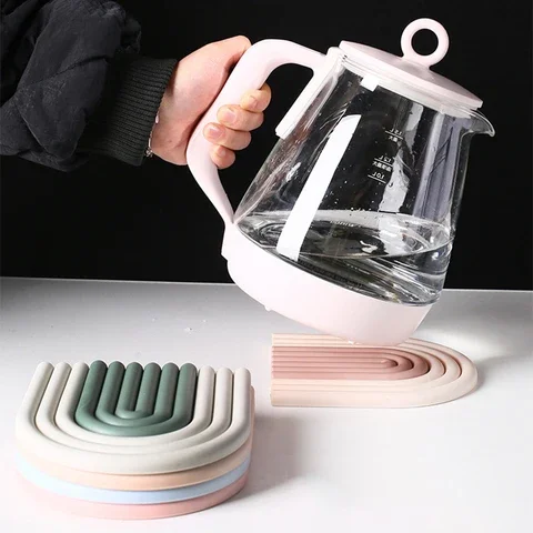 

Silicone Removable Rainbow Coasters Insulation Pads Cup Mat Plate Non Slip Pot Holder Pad Placemat Home Decor Kitchen Tool