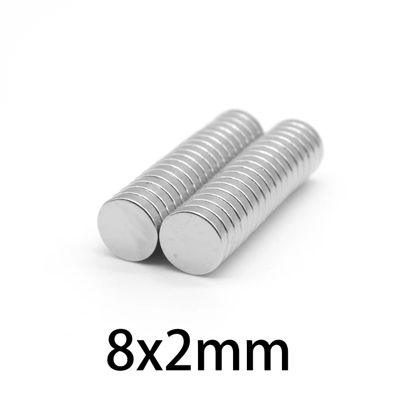 20/50/100/200/300/500PCS 8×2 Disc Permanent Neodymium Magnet N35 Round Search Magnet Strong 8x2mm Powerful Magnetic Magnet 8*2