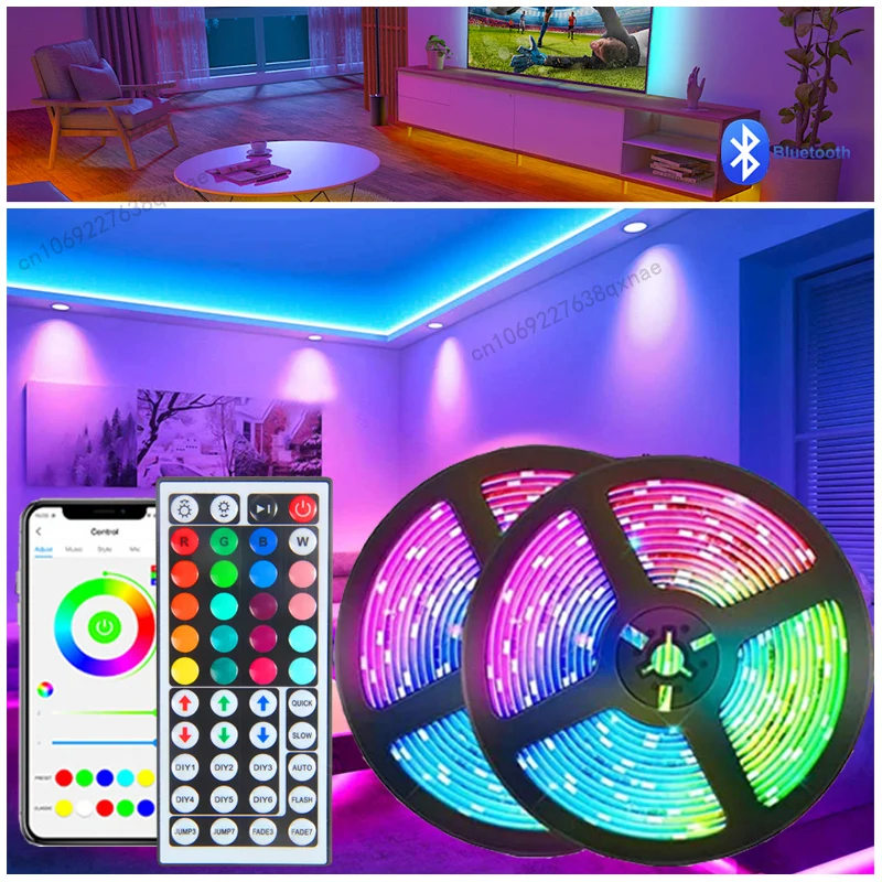 

Led Strip Lights 5050 RGB Neon Lights Bluetooth Music Sync Christmas Room Decor Led Lights Led 10m 15m 20m 30m Lamp Luces Led