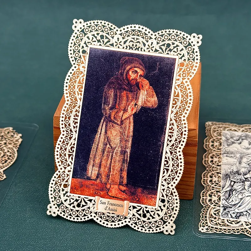 Saint Francis of Assisi Holy Lace Card 7x11cm Christian Bookmark Christ Religious Figures Icons Catholic Church Gift