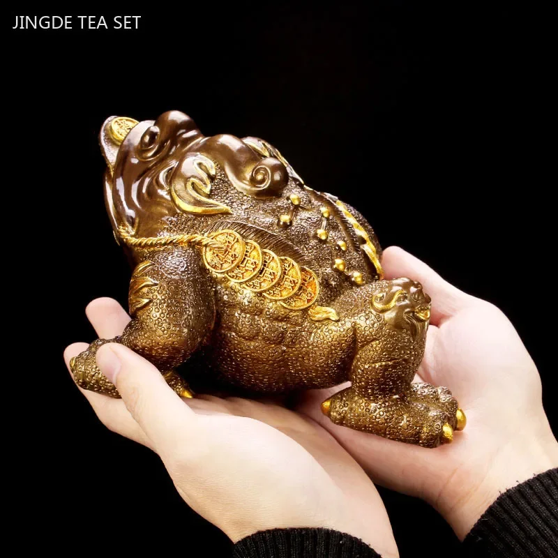 Resin Color-changing Tea Pet Feng Shui Gold Toad Decoration Can Raise Animal Model Ornaments Tea Table Decorative Crafts