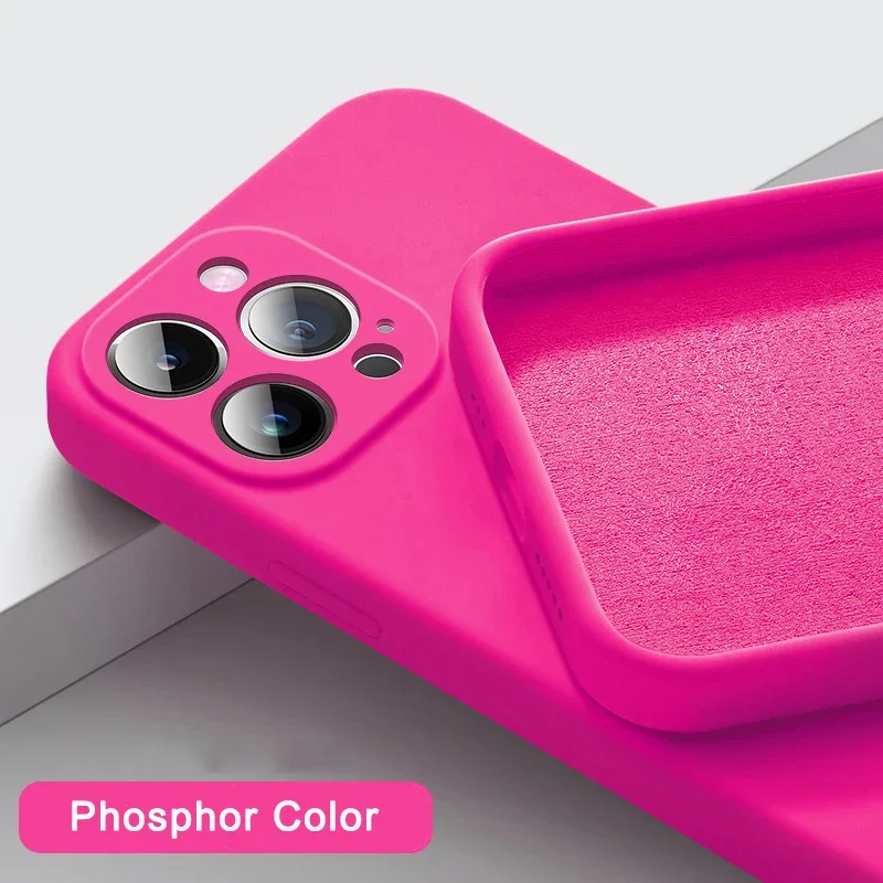 thumbnail image 1 of Square Soft Liquid Silicone Cover Case For iPhone 15 14 13 12 11 Pro Max Plus XS XR X Colorful Ultra Armor Bumper Cover, 1 of 5