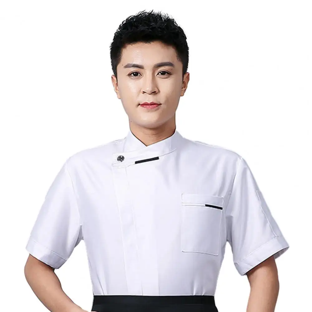 

Chef Premium Unisex Stand Collar Short Sleeve Work Clothes for Barber Sushi Kitchen