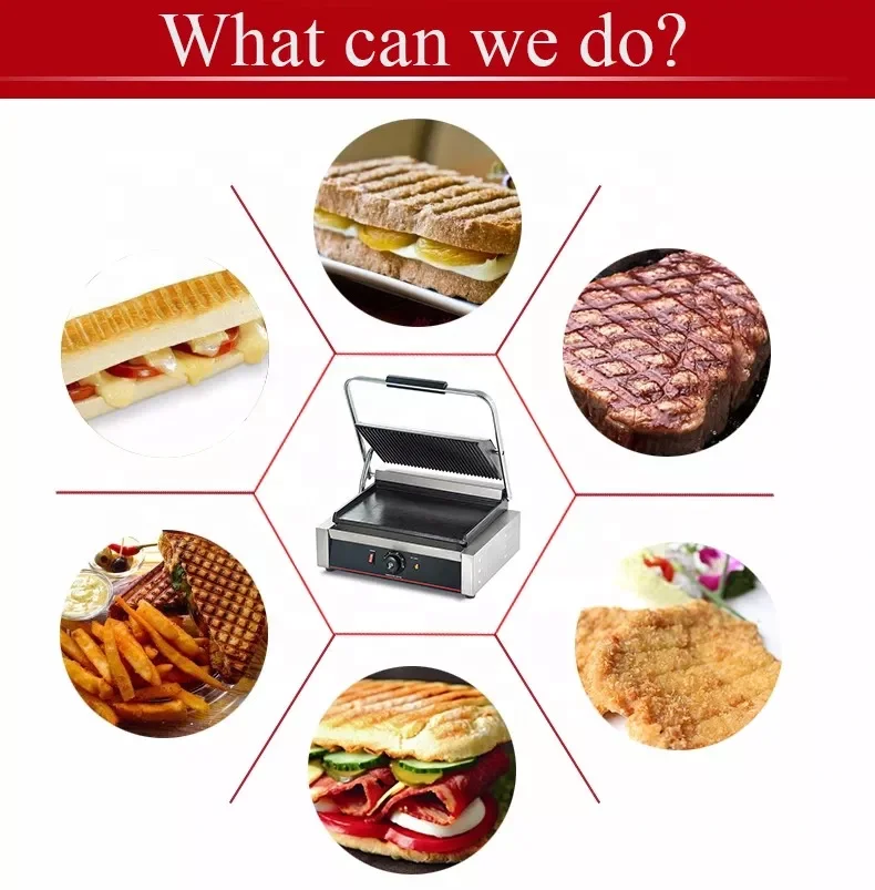 Multi-function Double Hot Plate Stainless Steel Commercial Grill Sandwich Maker For Hot Sale