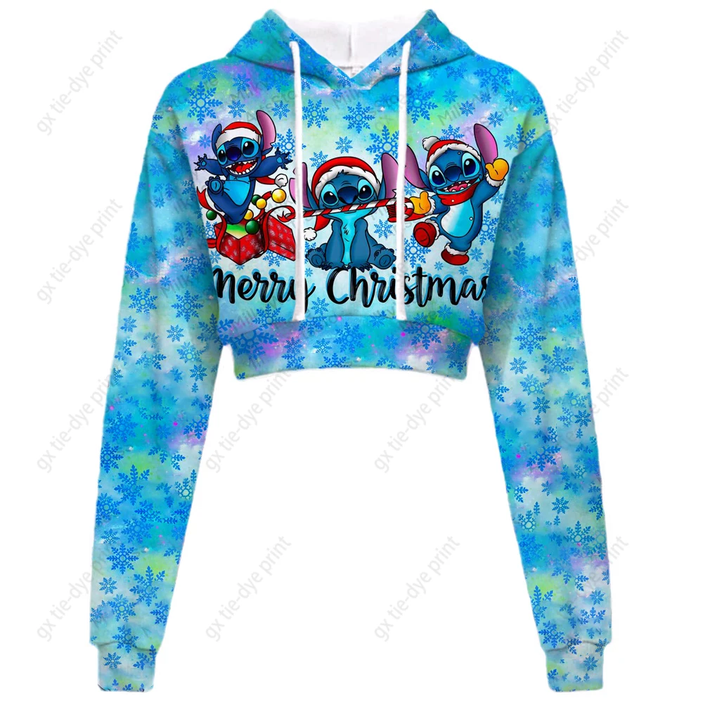 

Pop Cartoon Disney Kawa Ishige Cute Print Korean Christmas Short Hoodie Fashion Women's Sweater Pullover