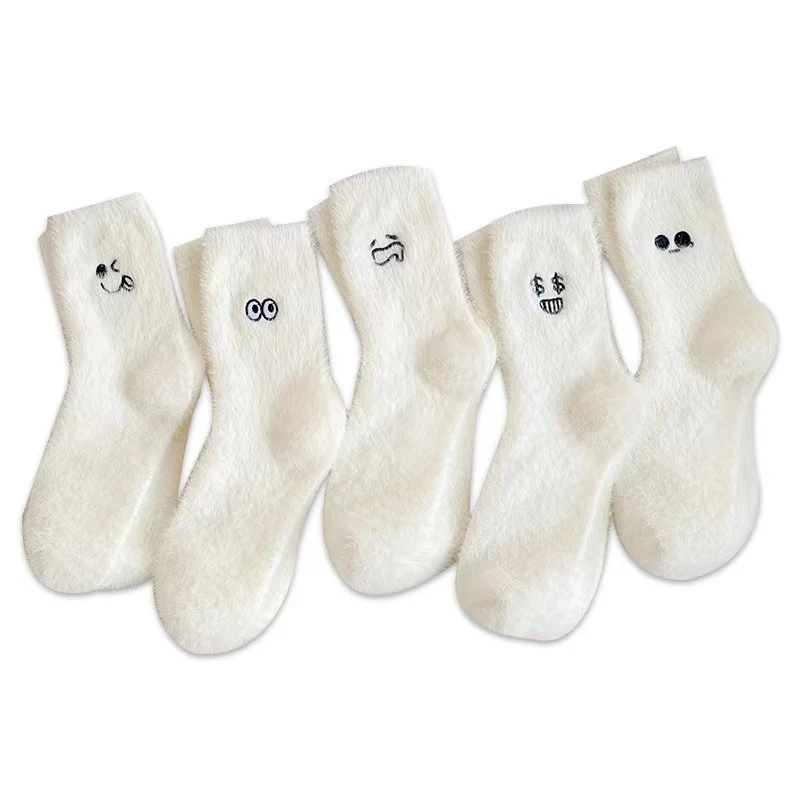 

1Pair Fuzzy Stockings Women Mink Velvet Socks Winter Hosiery Thicken Warm White Color Sleep Bed Floor Home Fluffy Sock