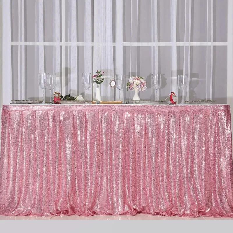 Sequin Table Skirt Tables Flash Cloth Birthday Party Decor Wedding Festival Event Rectangle Glitter Table Skirts Decoration
