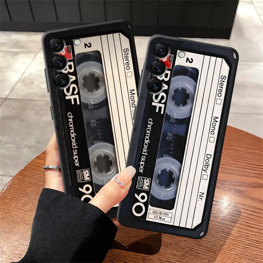 Vintage-Style Black Cassette Tape Phone Cover Case