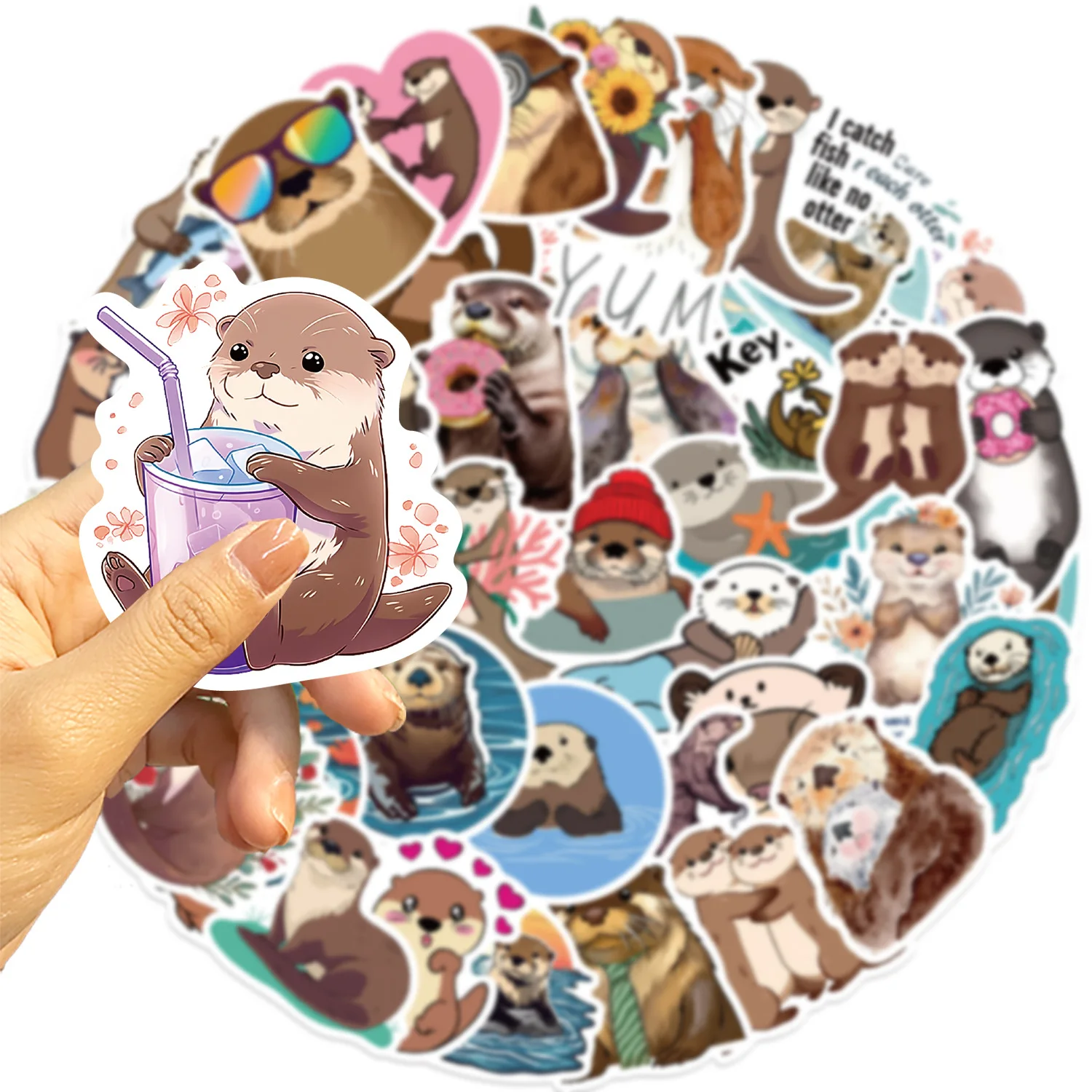 Otter Animal Cartoon Graffiti Waterproof Sticker Pack - 50pcs for DIY Projects & Kids' Fun