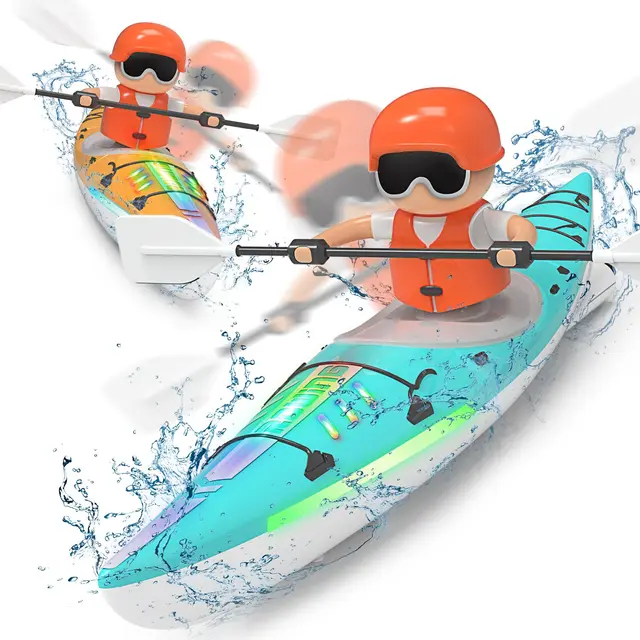 Rc Boat Kayak Racing Ship 2.4G Remote Control Rowing Boat Paddling Water Competition Games Summer Outdoor Toy for Boys Kids Gift