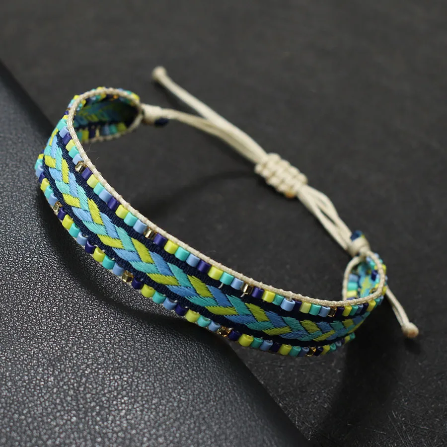 Handmade Seed Beads Adjustable String Bracelet for Men and Women