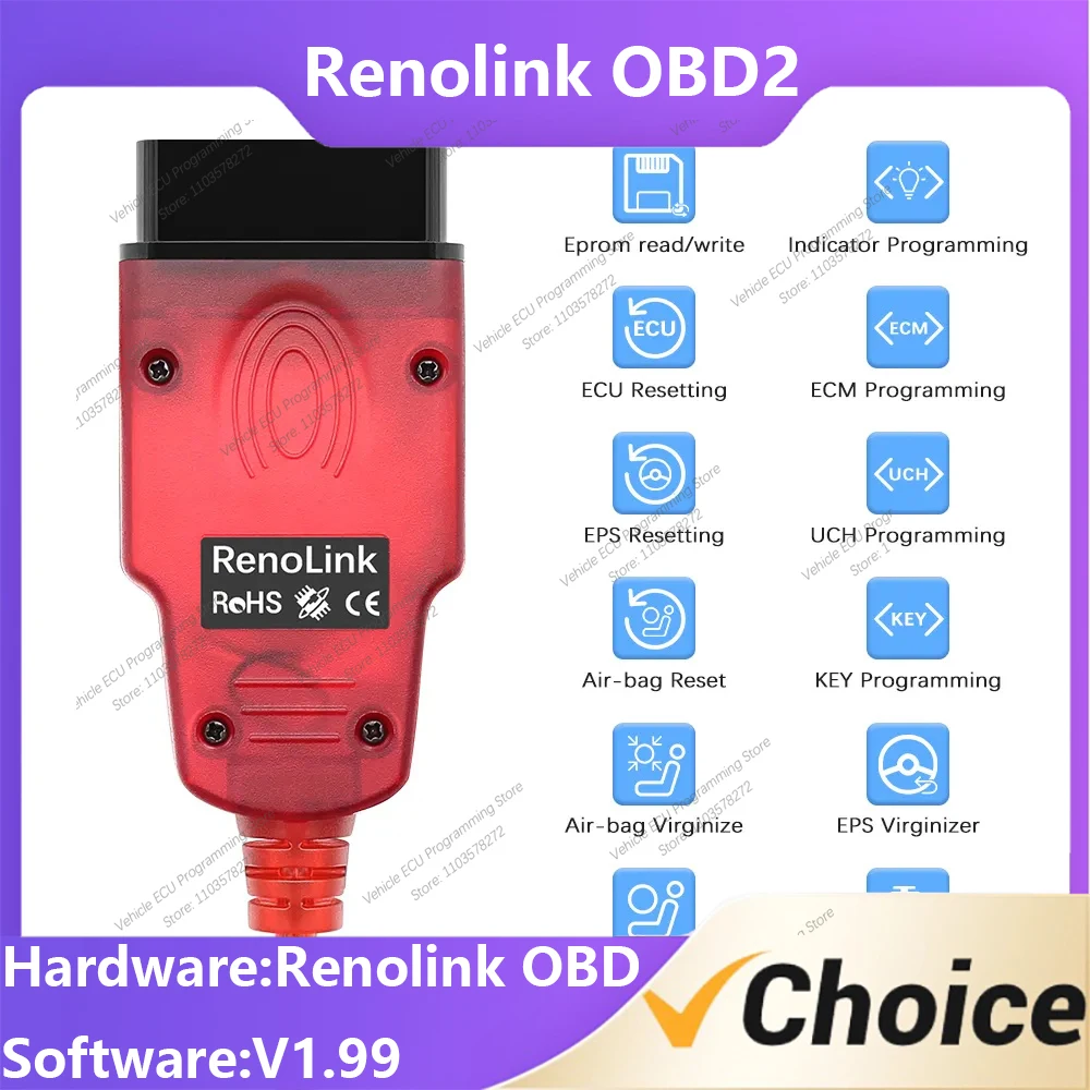 

Автомобильный ECU-программатор Renolink OBD2 программатор безопасности для автомобиля Ren-Renault, версия V1.99 Кодирование приборной панели ECM чтение / запись