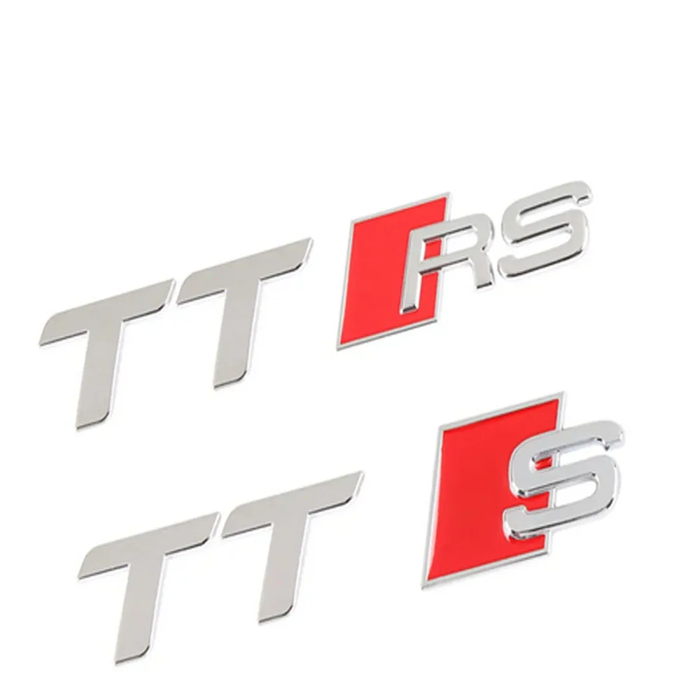 Per Audi Tt S Tt Rs Red + Flat Car Sticker Fondo Posteriore Cromato Adesivo Logo Lettera Badge Piattaforma Badge Decorazione Auto