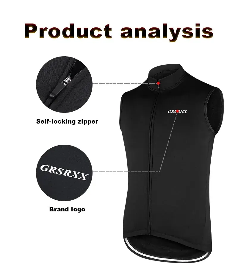 GRSRXX Winter Thermo-Radjacke MTB Fahrradmantel Fahrradbekleidung Ärmellose Radtrikots Ciclismo Jacken Herren Damen – Detail 8