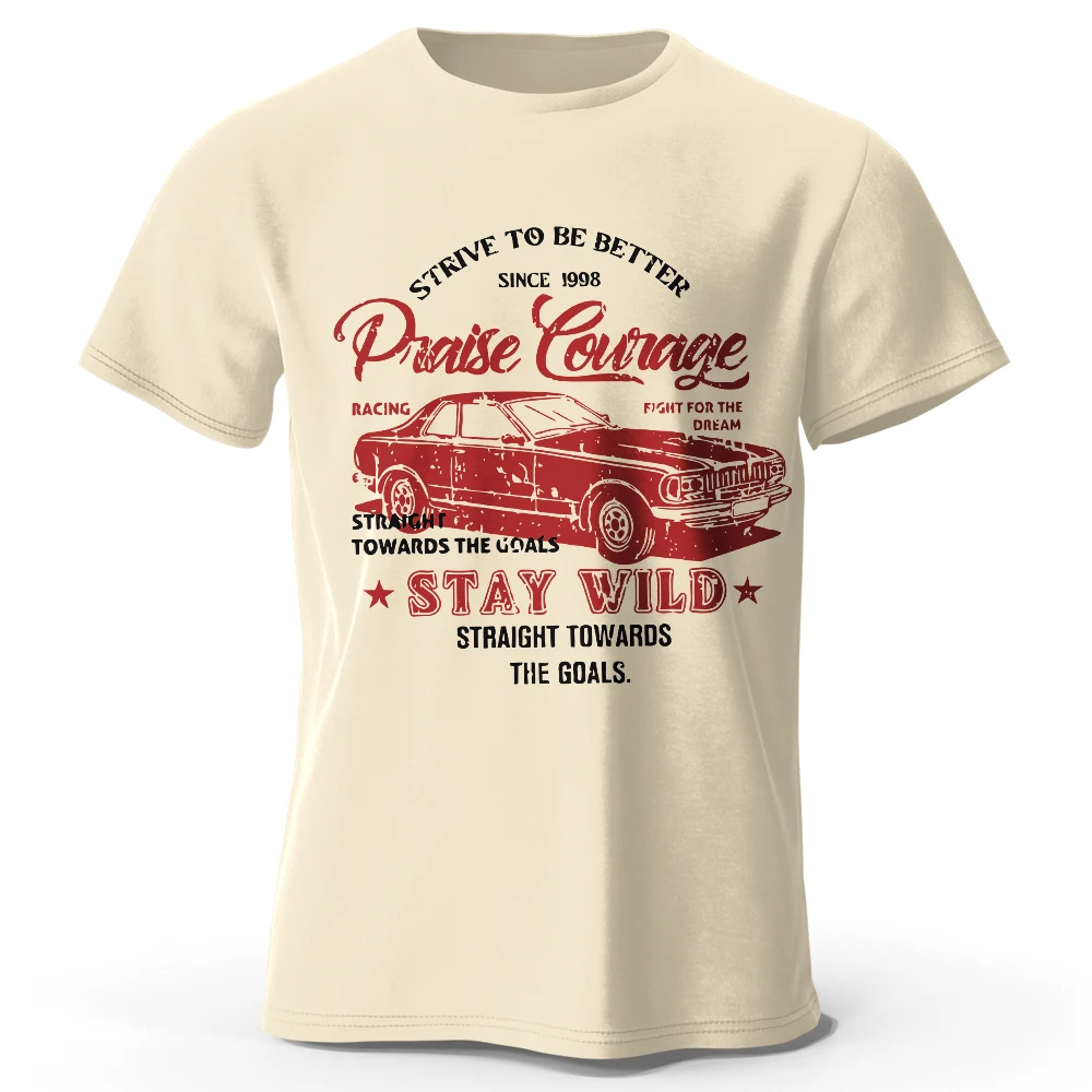 Herren Old Car Bedrucktes T-Shirt aus 100 % Baumwolle, übergroß, Vintage-Stil, Old-School-Grafik-T-Shirts für Männer und Frauen, Sommer-Tops
