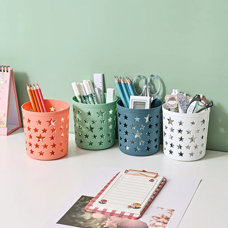 Cute Hollow Star Pen Holder Kawaii Brush Pencil Storage Container Desk Organizer Stationery Pen Holder Kids Gift Office Supplies pen holder desk organizer pen and brush holder brush holder