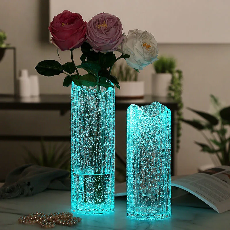 creative luminous glass vase beautiful light luxury hydroponic water utensils living room decorations مزهريات  terrarium  vases 3