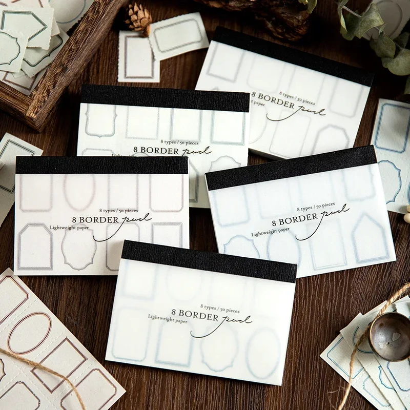 

50Pcs Memo Book Border Journal Paper Diary Cards Islands School Decoration DIY Writing Background Scrapbook 100*69MM