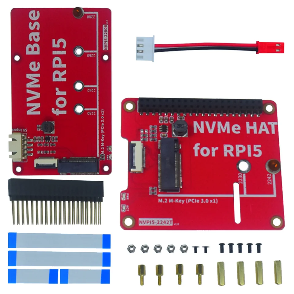 PCIe �ֺ� ����, ����� ���� 5 NVMe HAT PCB, M.2 ����, M.2 M-Ű 2230 2242 2260 2280 PCIe Gen3 SSD�� 2 LED ����