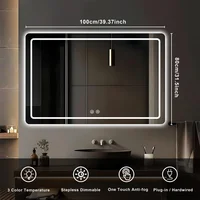 32x40 inch LED Bathroom Mirror Vanity Mirrors with Backlit Lights Fogless Makeup Mirror Wall Mounted with Demister Dimmable - Image 6