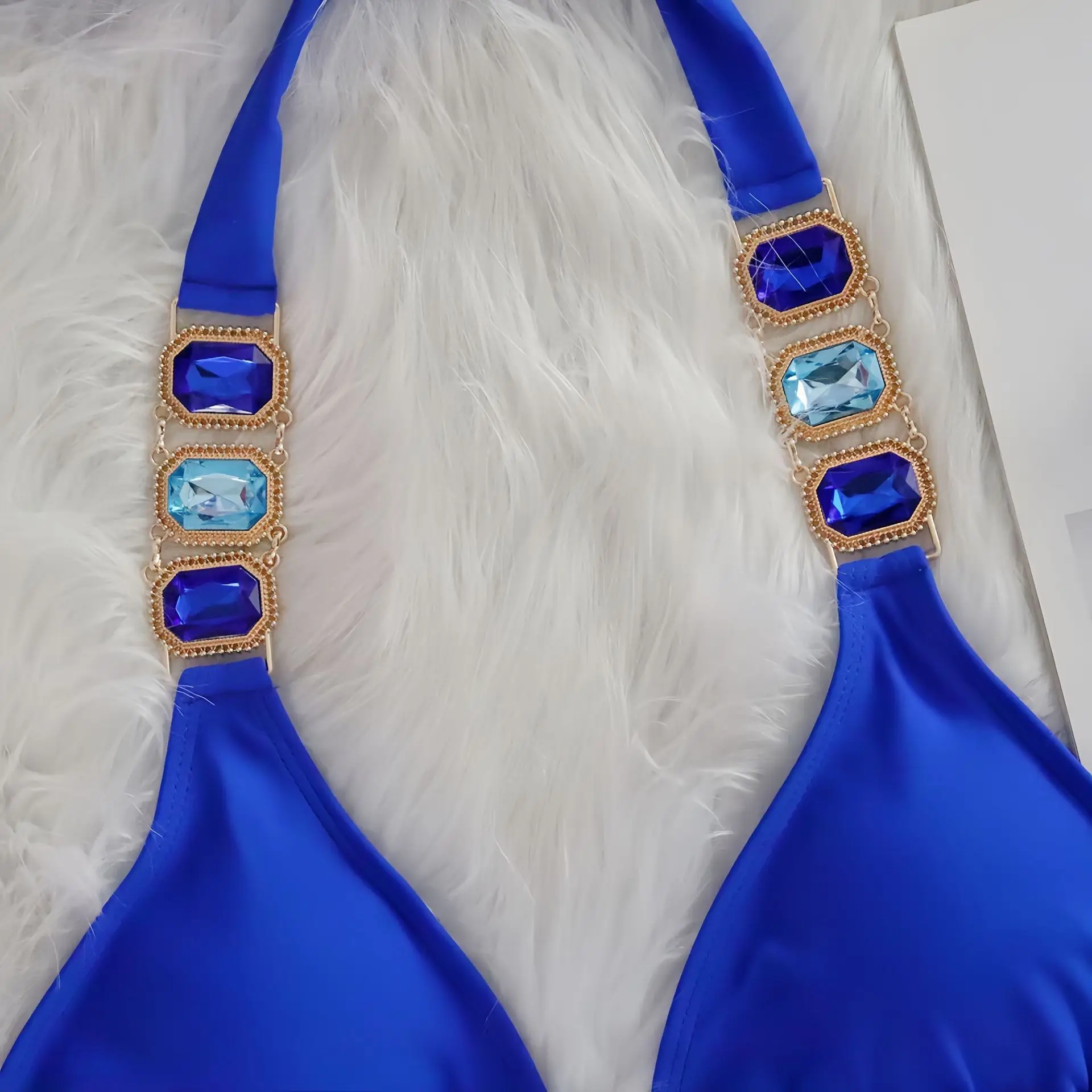 Rhinestone String Bikini - Womens Sexy 2 Piece Swimsuit for Beach Vacation