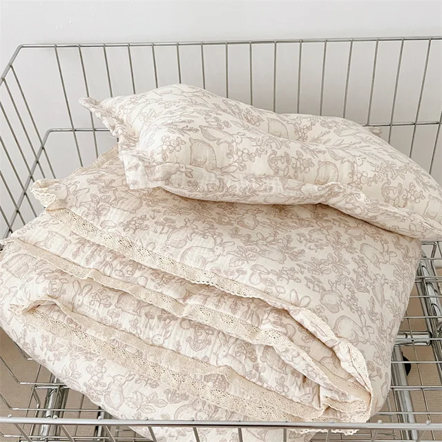 Baby Camellia Rose Print Muslin Blanket Quilt for Summer Infant Floral Muslin Comforter Napping Cover for Baby Bedding Quilts 4