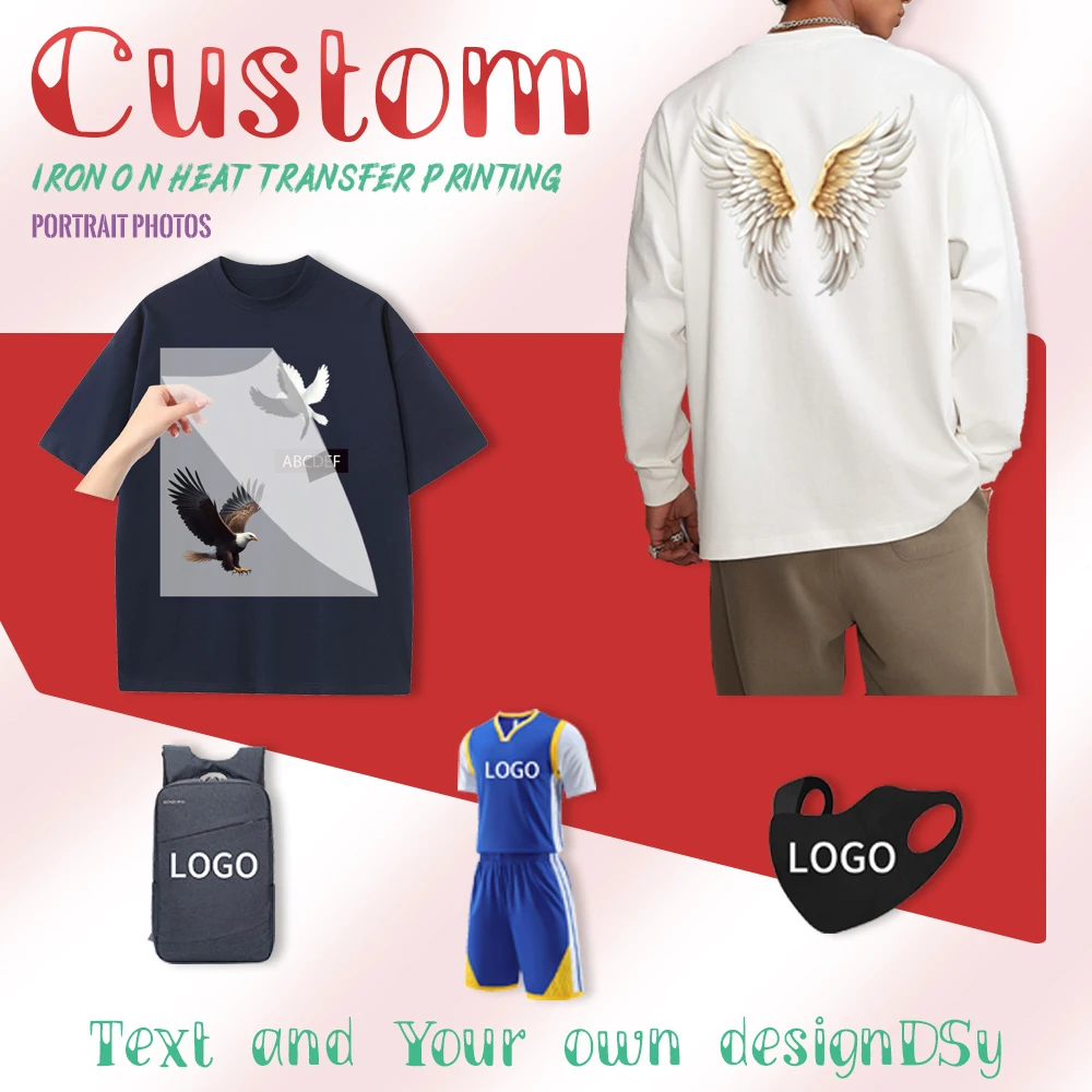 Оптова торгівля DIY Custom You Logo або Picture Stickers On Clothes Iron On Transfers Heat DTF Colorful Patch Micro elastic Wash