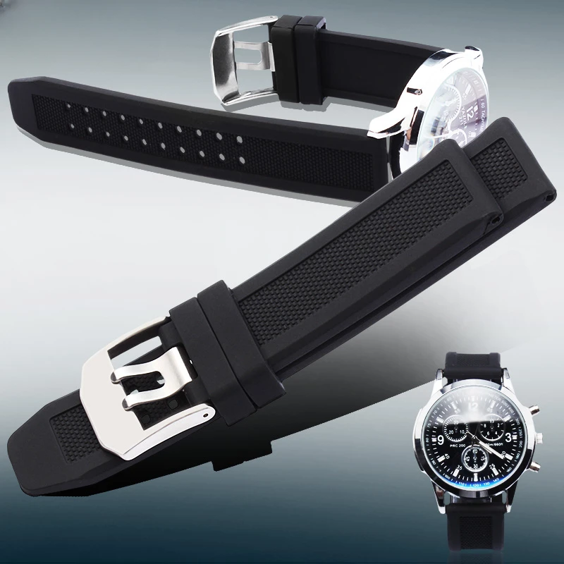 Per Cinturino In Silicone Luminox Hamilton Breitling Fosionl Cinturini Neri Impermeabili Anti-Allergia Sport 20 23Mm Accessori