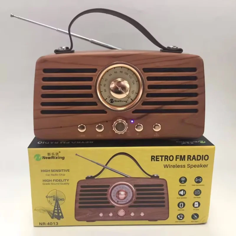 

NR-4013 портативный классический ретро AM FM-радиоприемник, декоративный MP3 стереоприемник, Bluetooth динамик, AUX USB, перезаряжаемый