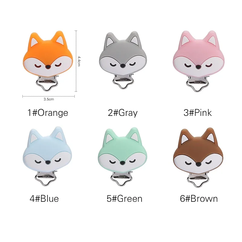1Pc Cute Fox Baby Pacifier Clips Baby Pacifier Clips Dummy Food Grade Silicone Infant Soother Clasps Holders Accessories