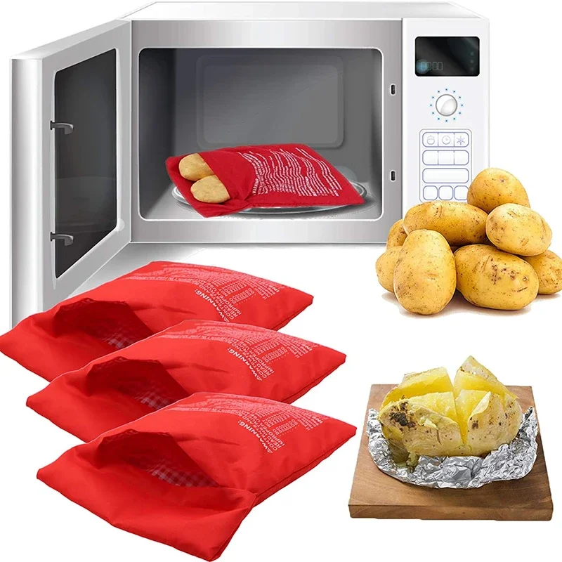 Microwave Baking Potatoes Bag Easy To Cook Steam Pocket Quick Baked Potatoes Rice Pocket Washable Cooker Bag Cooking Tool