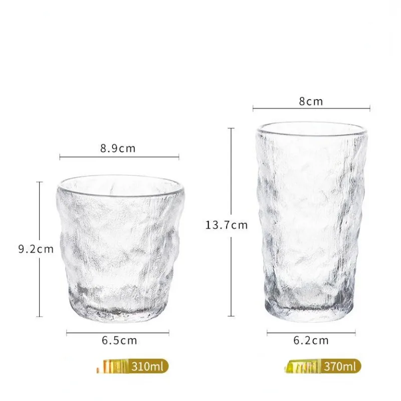 Glass Drinking Bottle Simple Glacier Glass Water Cup Rock Whiskey Wine Cup Coffee Tree Bark Pattern Beer 280ml/330ml