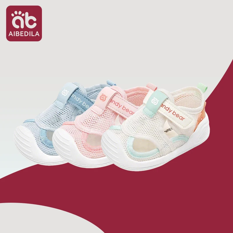 Aibedila Baby Jungen Mädchen Sommer Mesh Sandalen Outdoor Sportschuhe atmungsaktive geschlossene Zehen Klett verschluss Wanderschuhe