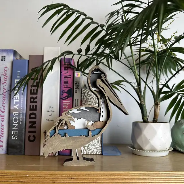 Kreatív 3D Pelicans Szobor Szobra Gyanta Üreges Díszek Ajándék Kézműves Belső Udvari Művészeti Otthoni Dekorációk - Image 3